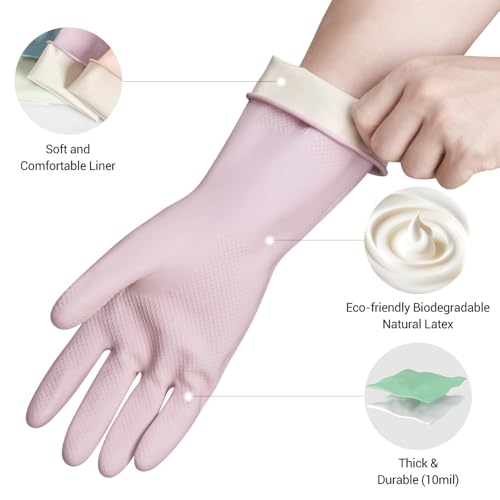 ThxToms 4 Pairs Rubber Kitchen Dishwashing Gloves-Heavy Duty 10 Mil - size: Small