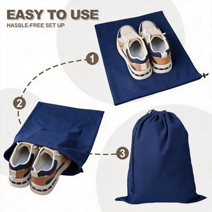 5 Pack Shoe Bags for Travel, Washable Dust Bags Drawstring Travel Shoe Bag - color: Blue
