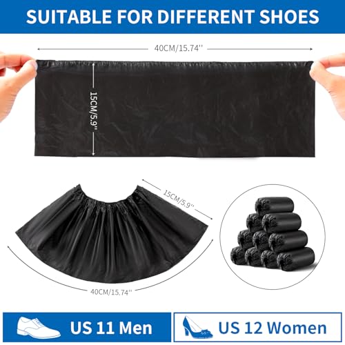 HUADYMEET Disposable Shoe Covers 50 Pairs, Non Slip Waterproof, Black,Large - color: Black, size: 100Pack
