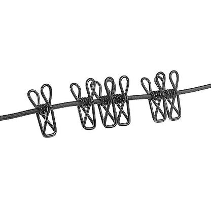 ALINNA Black Retractable Portable Clothesline, Windproof Travel Clothesline with 12 Clothespins for Indoor Laundry Drying, Outdoor Camping Accessories