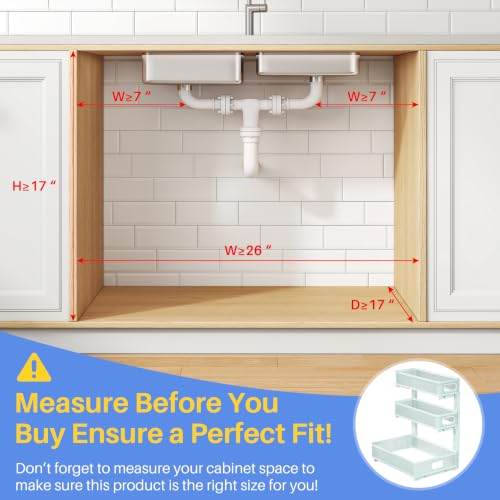 Under Sink Organizer, 3-Tier Thickened Metal Pull out Cabinet Organizer Shelf, Height Adjustable Slide out Storage Drawer Rack for Kitchen Bathroom Pantry Laundry Home, 1-Pack, LightBlue - color: LightBlue, size: 1-Pack