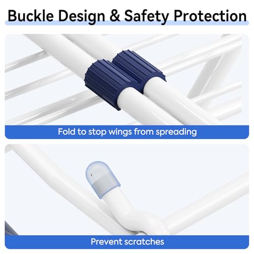 APEXCHASER Clothes Drying Rack with 4-Gullwing, White, 55.12"*37.8"*17.52"