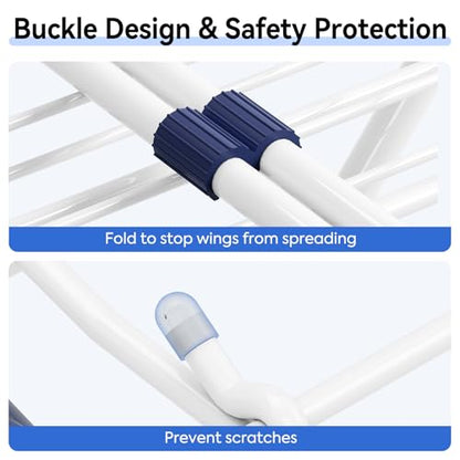 APEXCHASER Clothes Drying Rack with 4-Gullwing, White, 55.12"*37.8"*17.52"