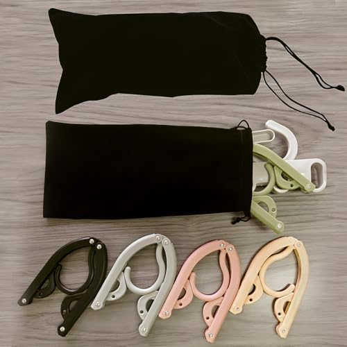 WaWacomp1PCS Portable Folding Clothes Drying Rack and 5 Pcs Foldable Hangers which is a Great Combo for Travel, Hotels, Camping, with a Large Storage Bag