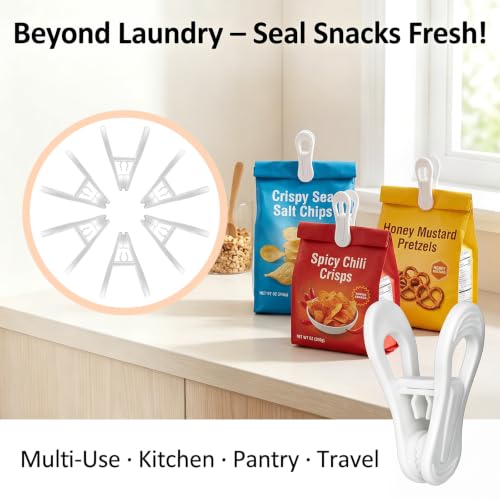 30 Pack Plastic Hanger Clips, White Heavy Duty Clothes Clips for Pants, Skirts & Baby Clothes, Anti-Slip Laundry Clips for Drying