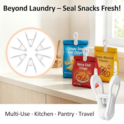 30 Pack Plastic Hanger Clips, White Heavy Duty Clothes Clips for Pants, Skirts & Baby Clothes, Anti-Slip Laundry Clips for Drying