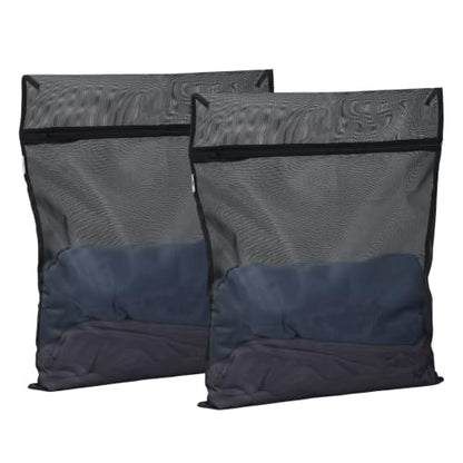 OTraki 2 Pack Mesh Laundry Bags with SAB Zipper, Black 20×24 Inch Washing Machine Bag with 4 CM Elastic Band, Reusable Lingerie Fine Mesh Wash Bag for Travel, Home and Storage - size: 20×24 Inch