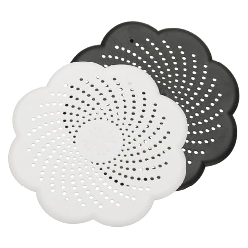uxcell 2 Pcs Shower Silicone Drain Cover, 5.7 Inch Shower Hair Catcher Drain Cover for Shower Room Bathtubs Kitchen Sink Laundry Room, Black/White(Flower) - color: Black/White