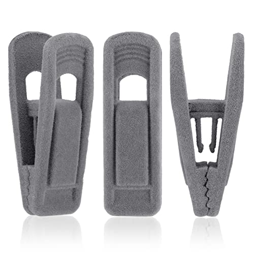 Tinfol Gray Velvet Hanger Clips 24 Pack, Non-Slip Flocked Clips for Pants, Skirts, Suits - Strong Finger Clips with Large Opening, Perfect for Slim-Line Velvet Hangers - color: Gray, size: 24PC