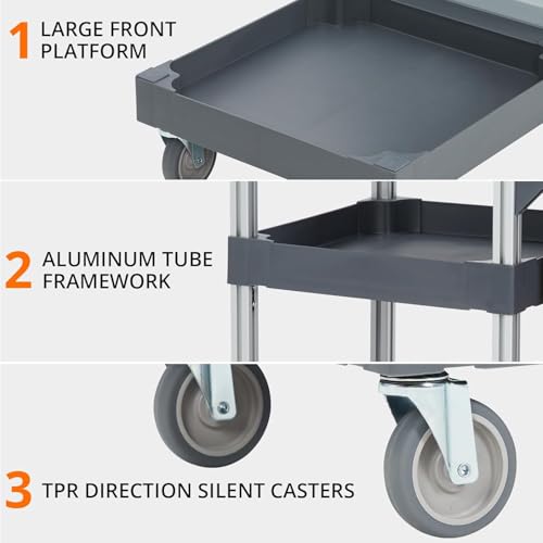 Garvee Commercial Janitorial Cleaning Cart on Wheels, Traditional Janitorial Cart with Cover and Vinyl Bag, Custodial Cart, 3-Shelf Housekeeping Carts for Hotels, Stores, Schools, and Business