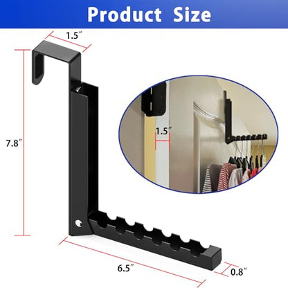 1 Pcs Black Folding Over Door Clothes Drying Laundry Rack Hooks - 6 Groves, Hanger for Clothes & Towels, Bedroom & Bathroom - color: Black-1pcs
