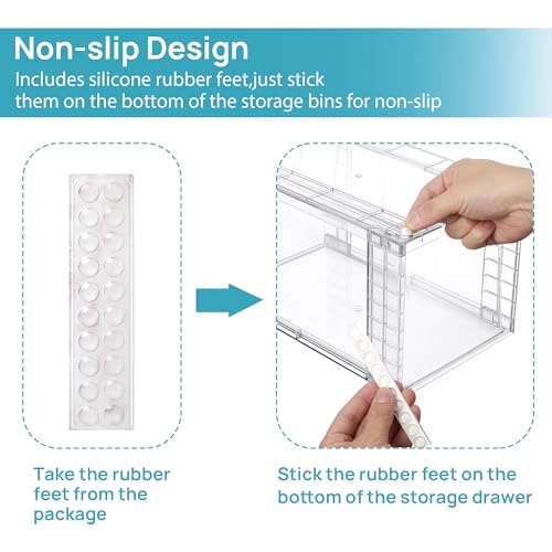 Vtopmart 4 Pack Stackable Clear Pantry Storage Drawers, Large - size: 4Pack 7"H