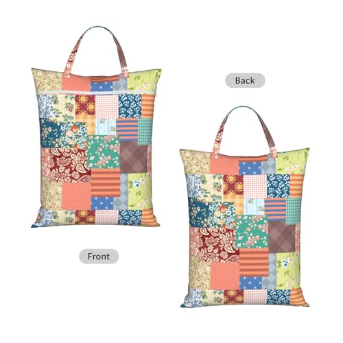 Boho Patch Travel Laundry Bag Washable Dirty Clothes Bag for Gym - color: Boho Patch