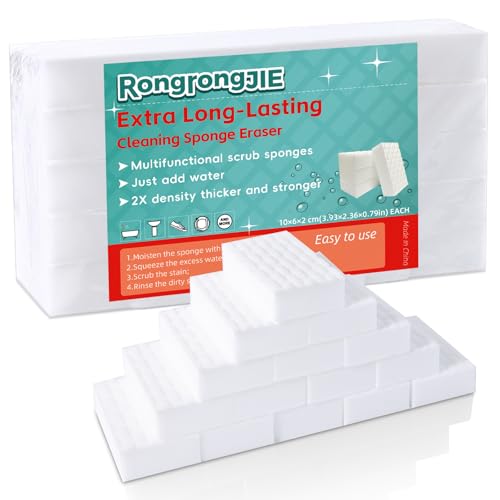 Magic Sponge Eraser, 2X Density Melamine Sponges for Cleaning, 10 Pcs in Bulk, Long Lasting Scrub Cleaning Pads for Kitchen, Bathroom, Furniture, Tub, Sink, Floors, Baseboard, Shoes, Wall - size: 3.93x2.36x0.79in 10pcs