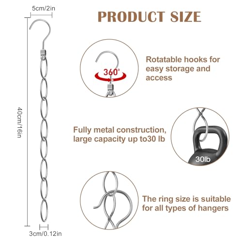 80 Holes Clothing Chain Hangers: 10 Pack Metal Space Saving Hangers