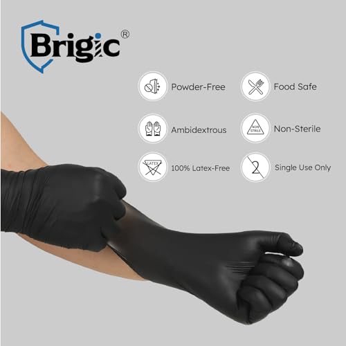 Disposable Nitrile Gloves, Textured Grip, 4mil, Lightweight, Slip-Resistant, Black - size: Small(Pack of 100)