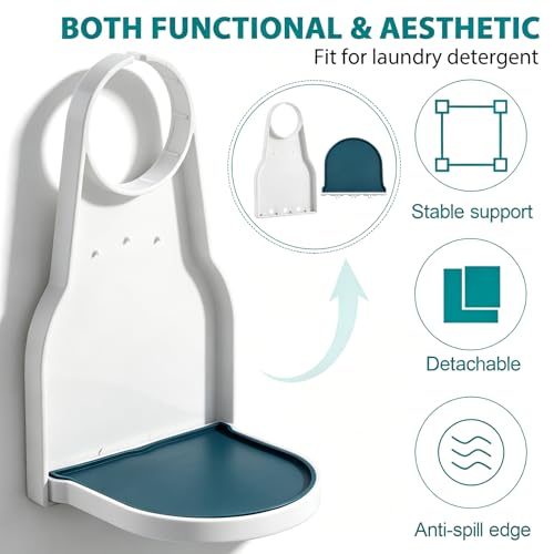 Detergent Drip Catcher, Laundry Detergent Cup Holder with Drip Catcher and Nozzle Switch, Fabric Softener Drip Tray for Liquid Detergent and Softener Bottles