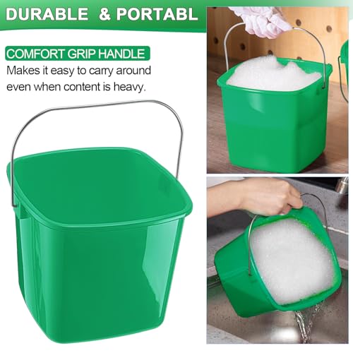 Zhehao 6 Pcs 3 Quart Small Sanitizer Cleaning Bucket, Dark Green - color: Dark Green