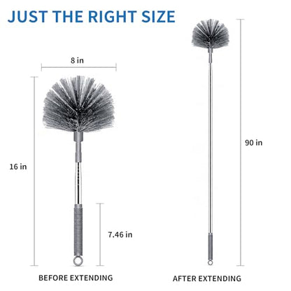 Cobweb Duster with Extension Pole, 90" Spider Web Brush, Grey