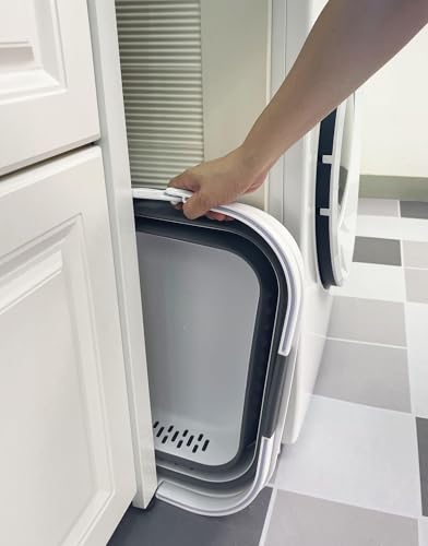 SAMMART 40L (10.5 Gallon) Collapsible Plastic Laundry Basket with Handles - Foldable Pop Up Storage Container/Organizer - Portable Laundry Hamper - Space Saving (2, White/Steel Grey) - color: White/Steel Grey