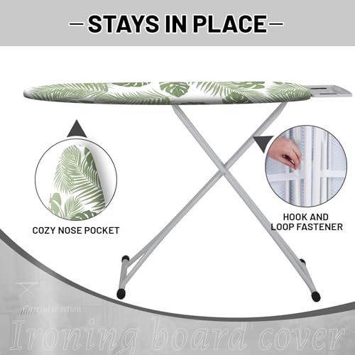 Extra Thick Ironing Board Cover and Pad, 15x54 Ironing Board Cover, Resist Scorching and Staining,Elastic Edges,Green Leaves Tropical Palm Leaf - color: Green Leaf