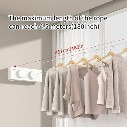 JOOM Retractable Clothesline Indoor, Dual 2 x 13.8 FT Clothes Lines, White - color: White Locking Update