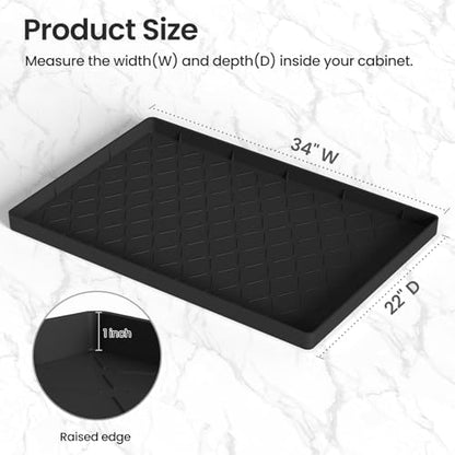 Mateeylife Under Sink Mat Kitchen Waterproof，Silicone Sink Tray 22"X31" - color: Black, size: 22''W x 31''L