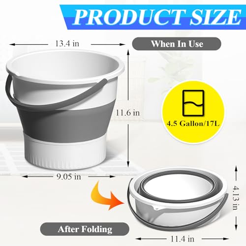 Collapsible Bucket 4.5 Gallon/17L Large Capacity Foldable Cleaning Buckets - color: Large White