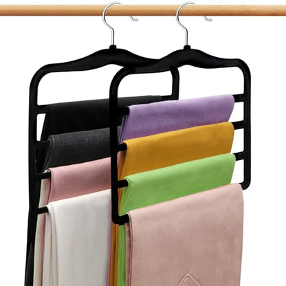 Closet Organizers and Storage, 2 Pack Pants-Hanger-Space-Saving - color: Black+sliver