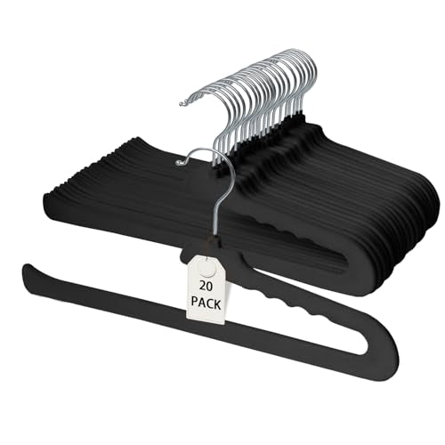 ManGotree Non Slip Velvet Pants Hangers Felt Jean Hangers 20 Pack Black - color: Black, size: 20 Pack