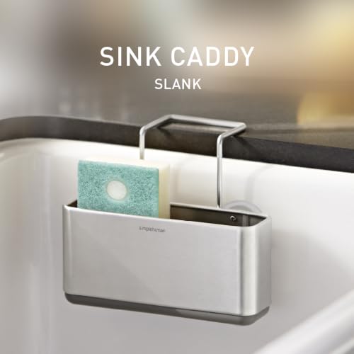 simplehuman Slim Sink Caddy Sponge Holder, Brushed Stainless Steel, Silver - size: Slim, style: Slim