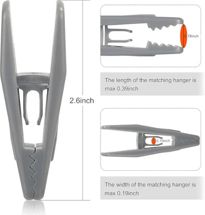 Tinfol 20pc Grey Hanger Clips, Multi-Purpose Finger Clip, Plastic Clothes PIn, Strong Pinch Grip Clips for Slim-line Clothes Skirt Pant Hangers - color: Gray, size: 20PCS