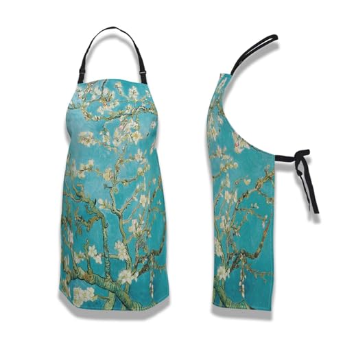 Kitchen Aprons for Men Almond Blossom Tree Women Apron for Cooking Restaurant BBQ Painting Crafting Gardening 27” (W) x 31” (H), Waterproof Aprons - color: Almond Blossom Tree