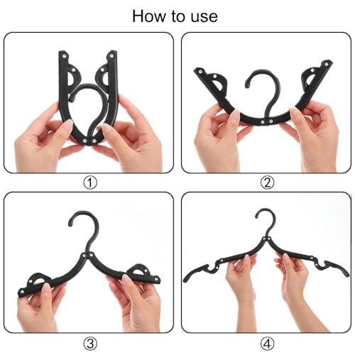 Foldable Travel Hangers,Essentials for Laundry,Portable and Collapsible with Hook,Essentials for Cruise Ship,Vacation,Camping,RV,Road Trip,Hotel,Business Travel, Student Apartment 20 PCS (Black) - color: Black