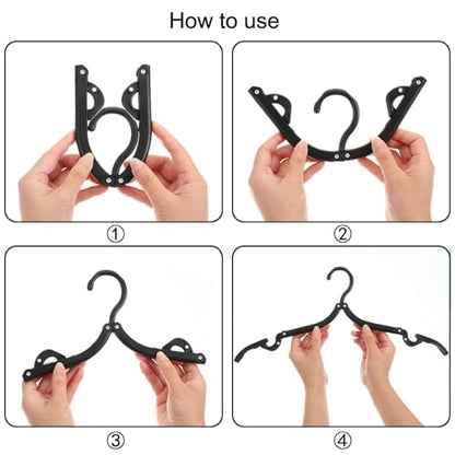 Foldable Travel Hangers,Essentials for Laundry,Portable and Collapsible with Hook,Essentials for Cruise Ship,Vacation,Camping,RV,Road Trip,Hotel,Business Travel, Student Apartment 20 PCS (Black) - color: Black