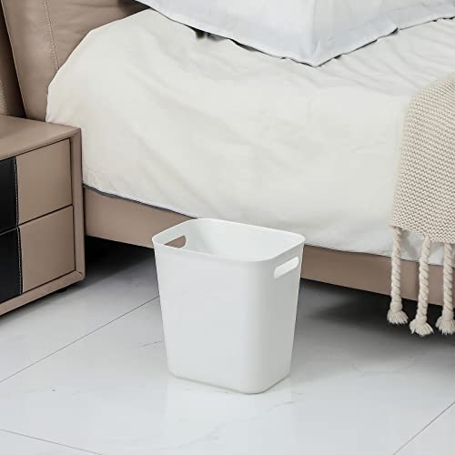 UUJOLY Plastic Small Trash Can Wastebasket, Garbage Container Basket for Bathrooms, Laundry Room, Kitchens, Offices, Kids Rooms, Dorms, 3.5 Gallon, White - color: White, size: 3.5 Gallon