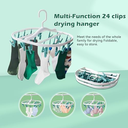 Premium Plastic PP Drying Hanger, Anti-Rusty Drying Rack for Clothes, Socks, Lingeries, Delicates, Drying Hanger with 24 Clips for Baby Clothes, Towels - style: 24 Clips