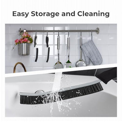 TQRR 6Pcs Hard Bristle Crevice Cleaning Brushes -Grout Scrub Brush - color: Black