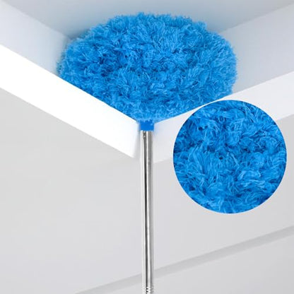 Extendable Microfiber Ceiling Fan Duster with 4-PC Metal Pole, Detachable Dusting Head Reusable Microfiber Cleaner for High Ceilings