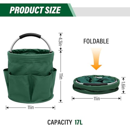 Multifunctional Folding Basket with Handles: Portable Picnic Baskets, Outdoor Beach Baskets, Garden Picking Baskets, Gift Baskets, Collapsible Bathroom Storage Baskets (Green) - color: Green