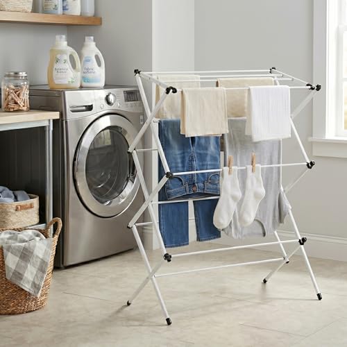 Honey-Can-Do 3-Tier Oversized Clothes Drying Rack, 31" Wide, No Assembly - color: White, size: 31" W