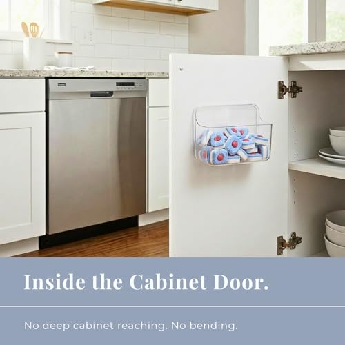 Adhesive Wall Organizer Bin, No-Drill, Clear, 7.1 x 3.15 x 4.75 in - size: Small