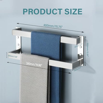 Alise Double Towel Bar, 16" Double Towel Racks for Bathroom, Brushed Nickel - color: Brushed Nickel, size: 16-inch
