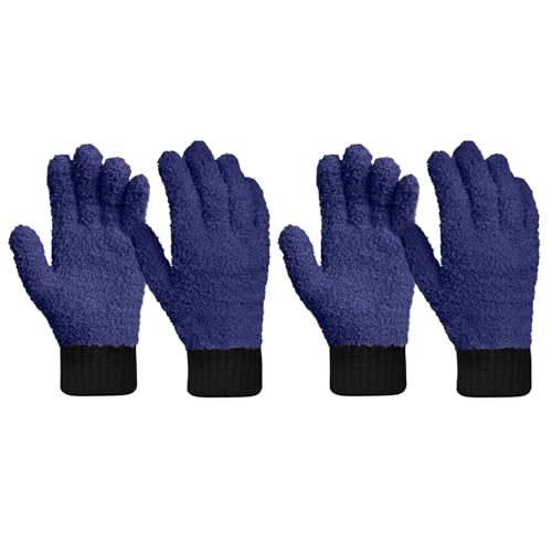 MIG4U 2 Pairs Microfiber Gloves - Dusting Gloves for House Cleaning - Washable Blind Cleaner Duster Tool (Navy,S/M) - color: Navy 2 Pairs