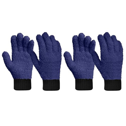 MIG4U 2 Pairs Microfiber Gloves - Dusting Gloves for House Cleaning - Washable Blind Cleaner Duster Tool (Navy,S/M) - color: Navy 2 Pairs