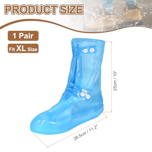 HARFINGTON Waterproof Shoes Cover XL (US 7) Rain Galoshes w Double Buckle - color: Blue, size: XL (US 7)