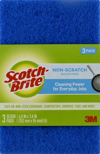 Scotch-Brite® Zero Scratch Scour Pad, 3 Scrubbing Pads, Non-Scratch Scouring Pads for Kitchen and Dish Cleaning (Pack of 2) - size: 3 Pads (Pack of 2)