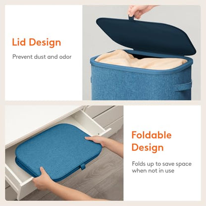 Lifewit 85L Large Laundry Hamper with Lid, Removable Inner Bag, Dark Blue - color: Dark Blue, size: 85L