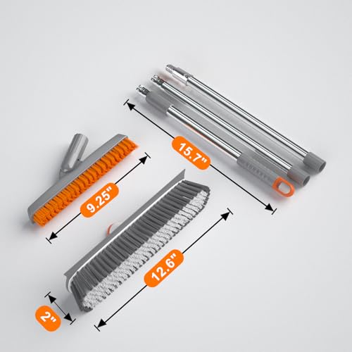 ITTAR Floor Scrub Brush & V-Shape Grout Brush with Long Handle, Orange - color: Orange-2