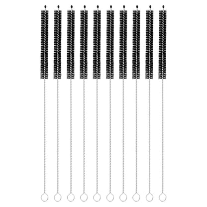 uxcell 10Pcs Drinking Straw Cleaning Brushes, 10" x 2/8" Nylon Bristles Long Straw Brush Pipe Cleaner for Washing Straws Pot Spout, Sippy Cup, Bottle and Tube (Black) - color: Black, size: 10" x 2/8"